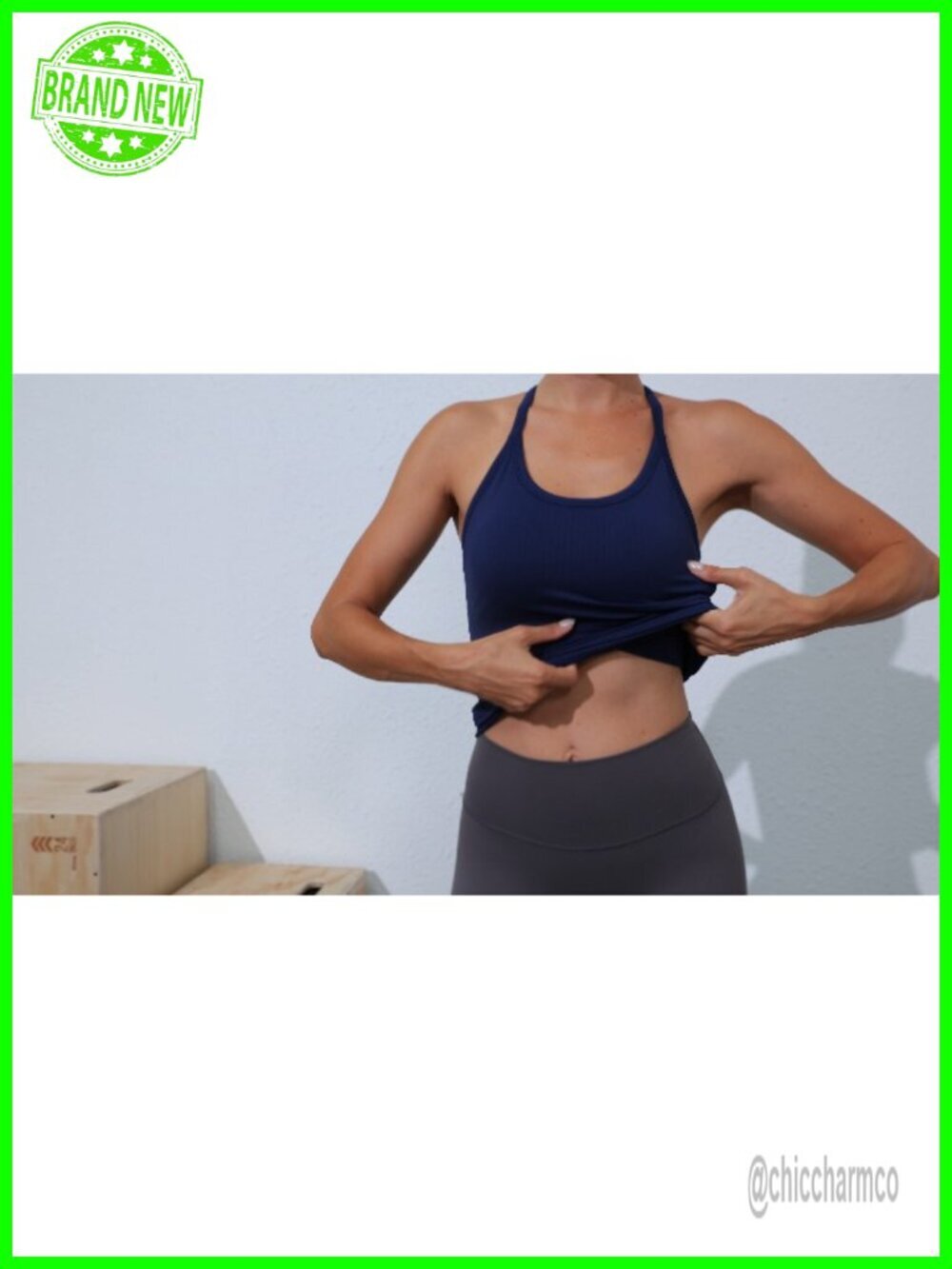 Seamless Workout Tank Top with Built In Bra Racerback Ribbed Soft Yoga - Picture 7 of 7